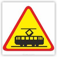 Znak drogowy Tablica informacyjna A-21 tramwaj - znak ostrzegawczy 60x60 cm