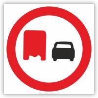 Znak drogowy Tablica informacyjna B26 zakaz wyprzedzania przez samochody ciężarowe- znak zakazu 30x30 cm