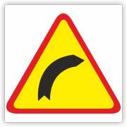 Znak drogowy Tablica informacyjna A-1 Niebezpieczny zakręt w prawo - znak ostrzegawczy 60x60 cm