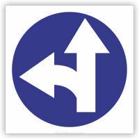 Znak drogowy Tablica informacyjna C7 nakaz jazdy prosto lub w lewo -znak nakazu 30x30 cm