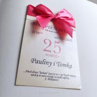 Personalizowane zaproszenie Ślubne na Wesele z kokardą kartka z kalendarza