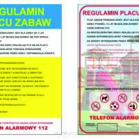 REGULAMIN Placu Zabaw Boiska 70x50 cm blacha PCV