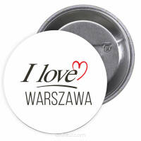 Przypinki buttony I LOVE WARSZAWA znaczki badziki z grafiką