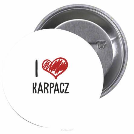 Przypinki buttony I LOVE KARPACZ znaczki badziki z grafiką