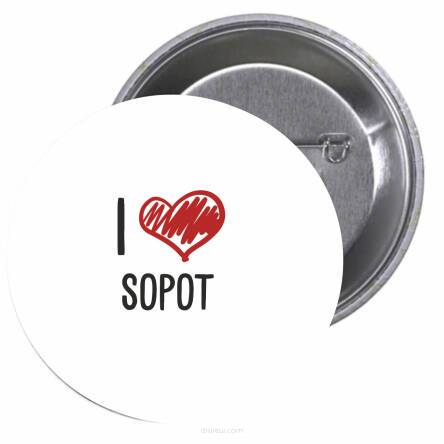 Przypinki buttony I LOVE SOPOT znaczki badziki z grafiką