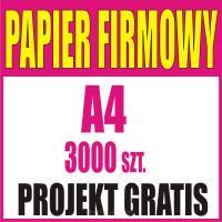 Papier firmowy A4 3000 sztuk + PROJEKT gratis