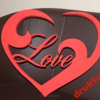 Serce z napisem Love ze styroduru wysokość 10 cm grubość 3 cm malowane