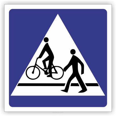 Znak drogowy Tablica informacyjna D6b przejście dla pieszych i przejazd dla rowerzystów -znak informacyjny 30x30 cm