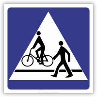Znak drogowy Tablica informacyjna D6b przejście dla pieszych i przejazd dla rowerzystów -znak informacyjny 60x60 cm