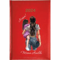 Kalendarz książkowy 2024 A5 tygodniowy z nadrukiem uv KASIA MAMA AMELKI