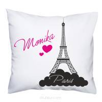 Poduszka z imieniem na prezent z nadrukiem Wieża Eiffla Paryż