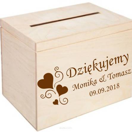 Pudełko na koperty ślubne prezenty drewniana skrzynka z grawerem