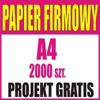 Papier firmowy A4 2000 sztuk + PROJEKT gratis