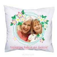 Poduszka na Dzień Babci z nadrukiem foto najlepsza babcia na świecie!