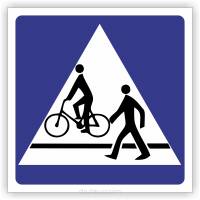 Znak drogowy Tablica informacyjna D6b przejście dla pieszych i przejazd dla rowerzystów -znak informacyjny 40x40 cm